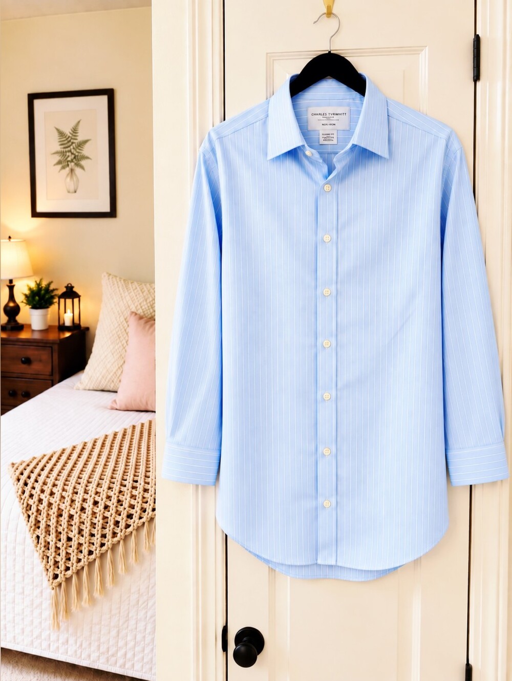 Charles Tyrwhitt Men's Non-Iron Classic Fit Blue Stripe Shirt 16.5 33 NWT